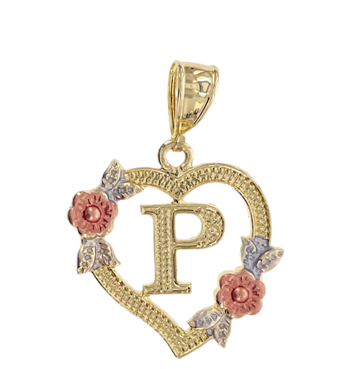 14K Gold Flower Initial Pendant