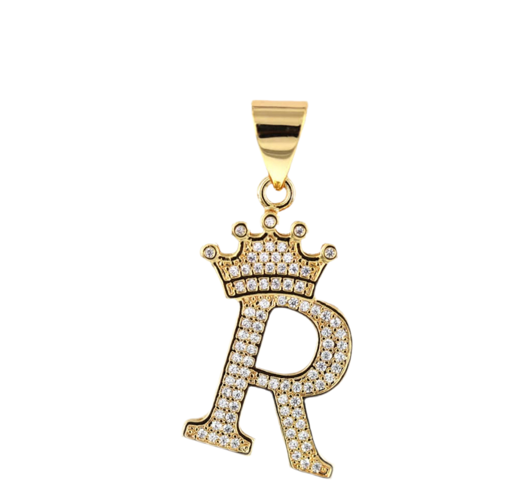 Gold Crown Initial Pendant