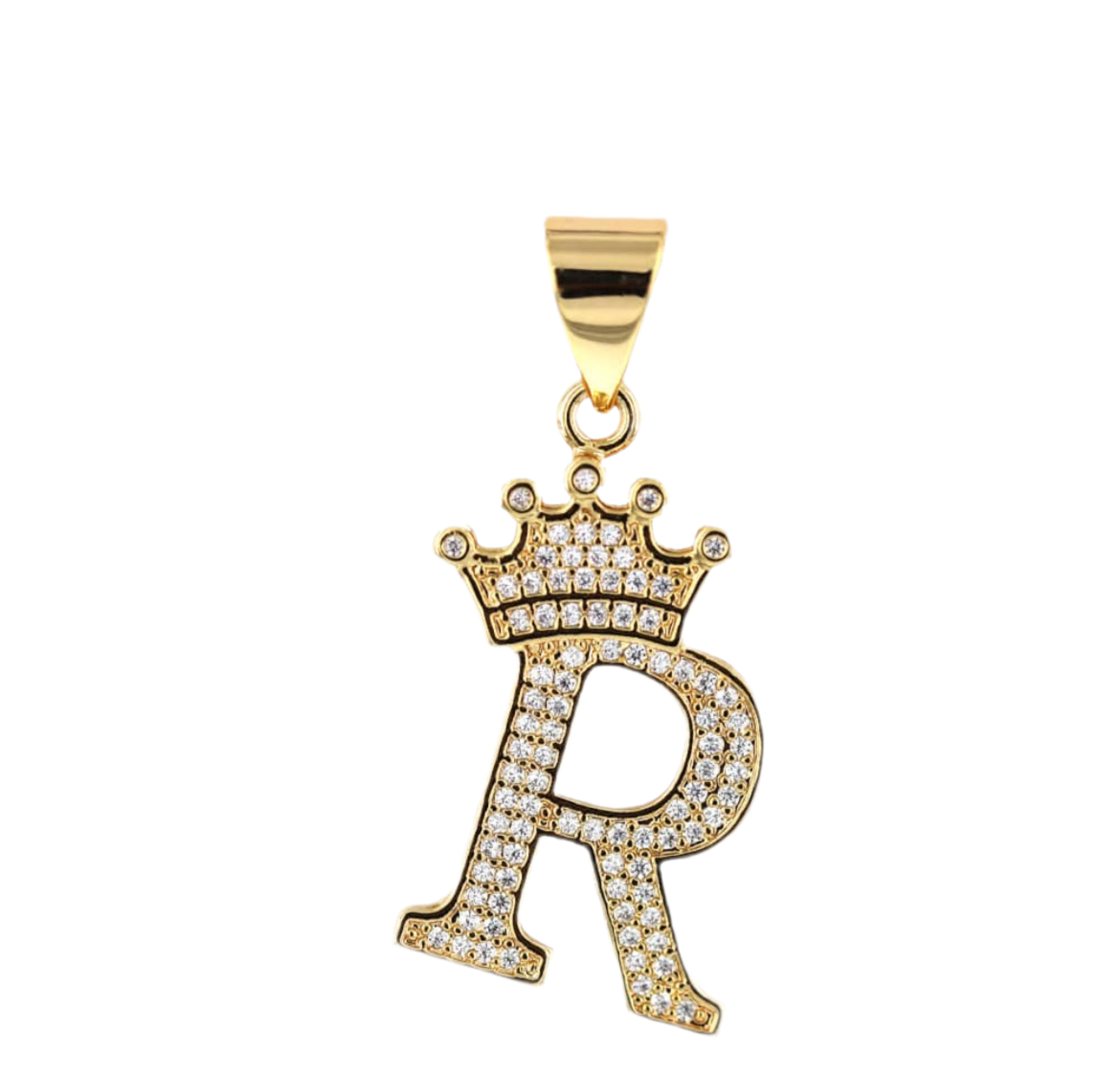 Gold Crown Initial Pendant