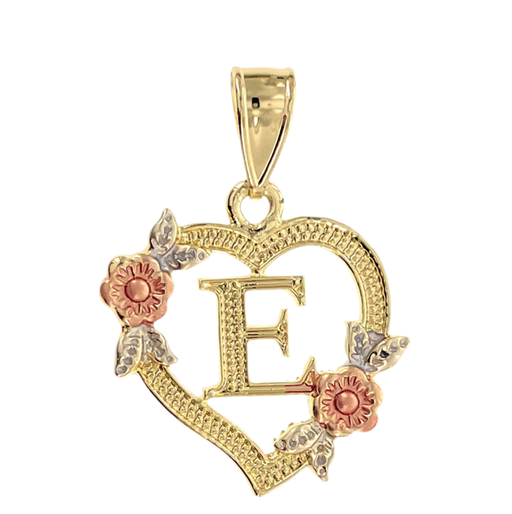 14K Gold Flower Initial Pendant