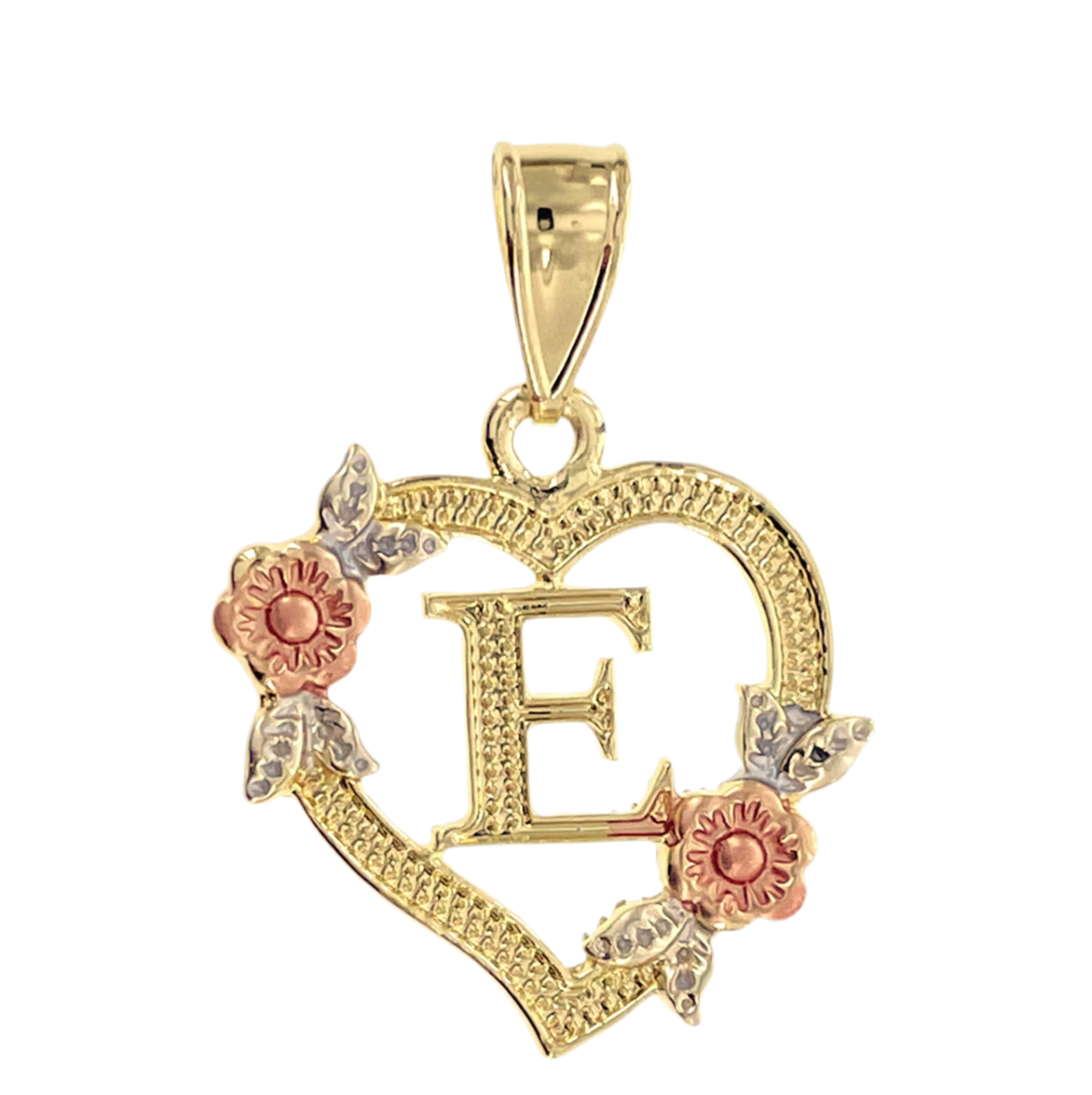 14K Gold Flower Initial Pendant