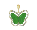 Gold CZ Jade Butterfly Pendant