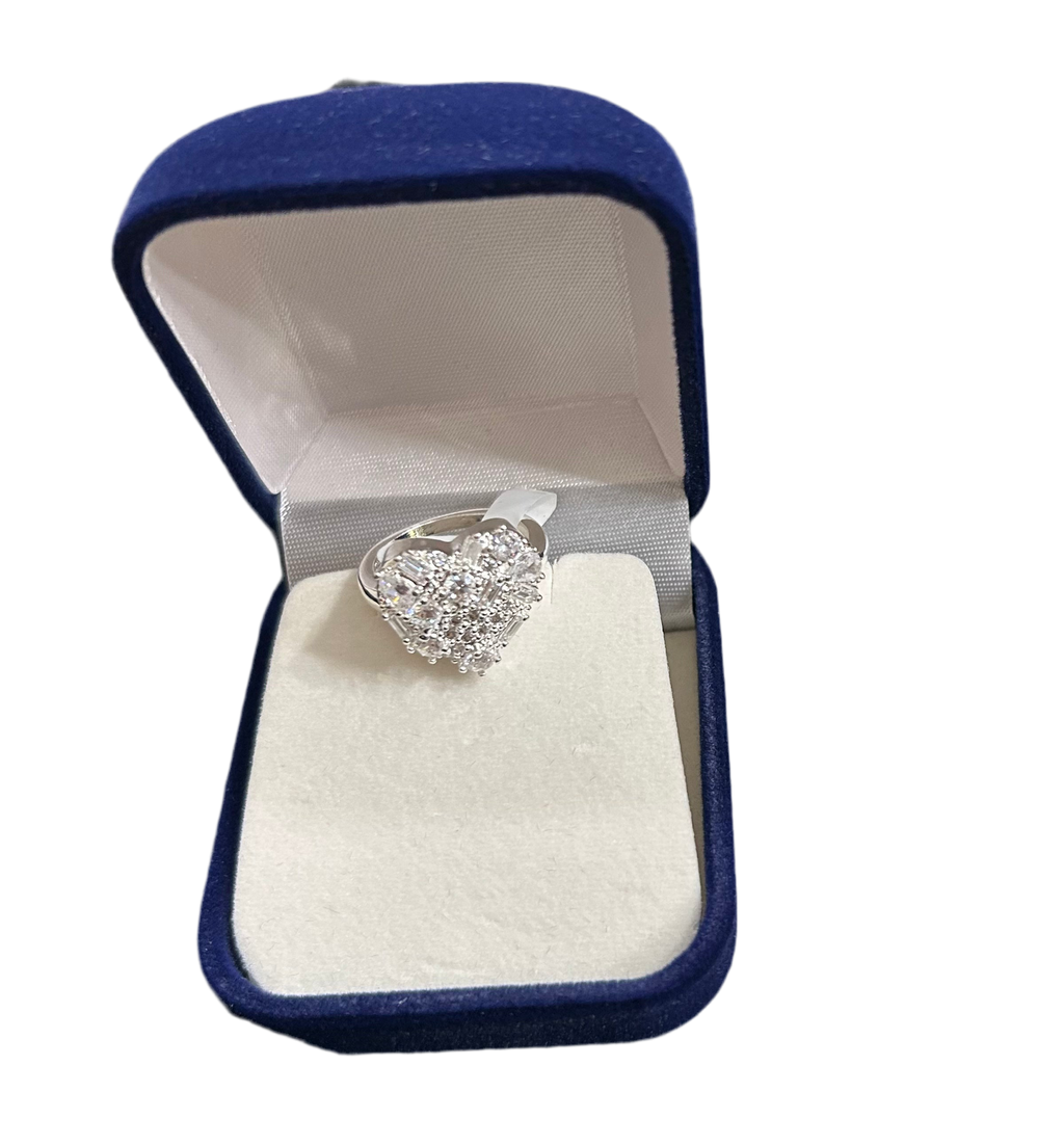 Silver Heart CZ Ring