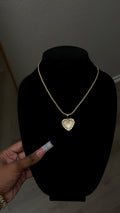 Nugget Outlined Heart Pendant & Chain