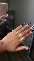Floral CZ Nugget Ring On Rolex Band
