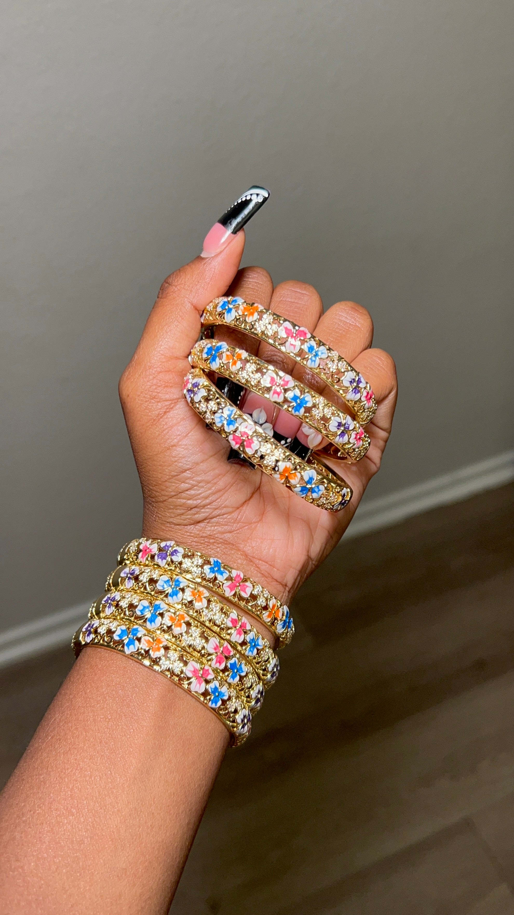 Golden Floral Bangles