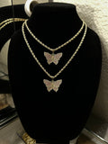 Pink Butterfly Pendant & Chain