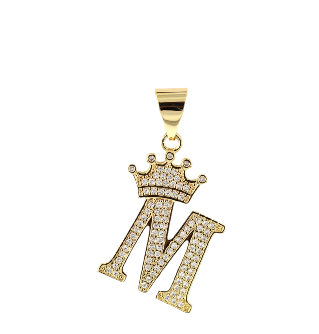 Gold Crown Initial Pendant