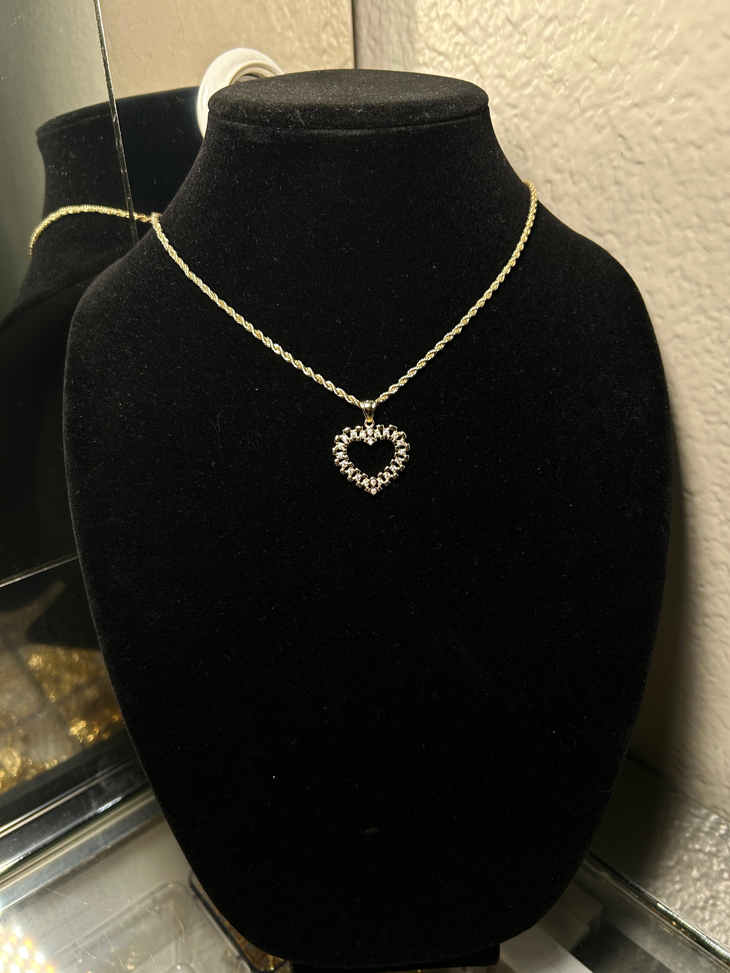 CZ Rolex Heart Pendant & Chain