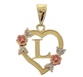 14K Gold Flower Initial Pendant