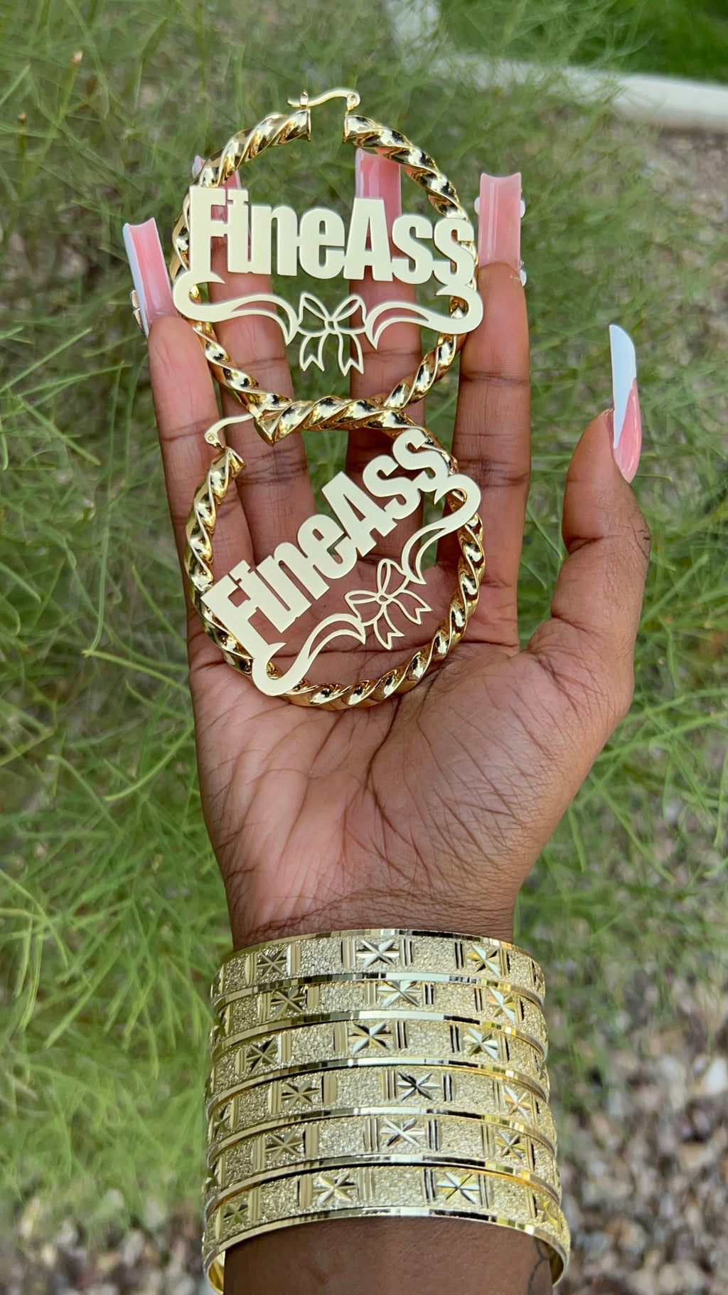 Bow Custom Name Hoop