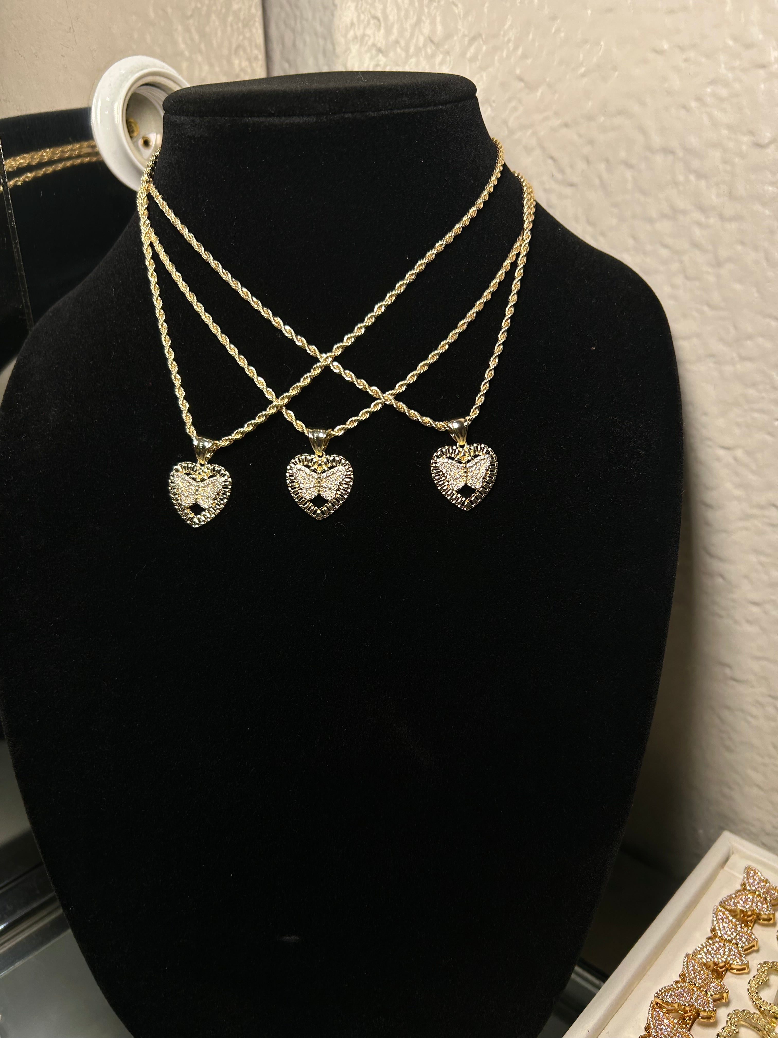 Butterfly Heart Rolex Pendant & Chain