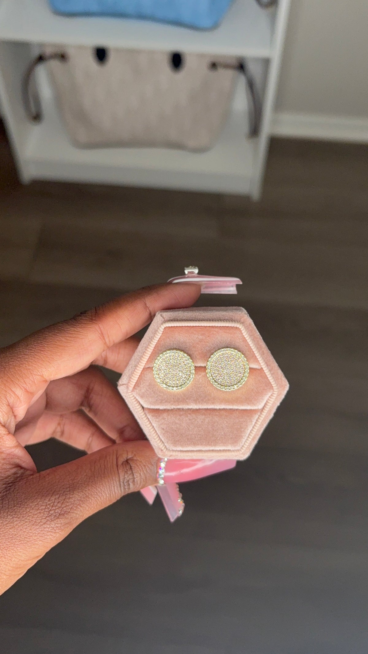 Pink CZ Circle Studs