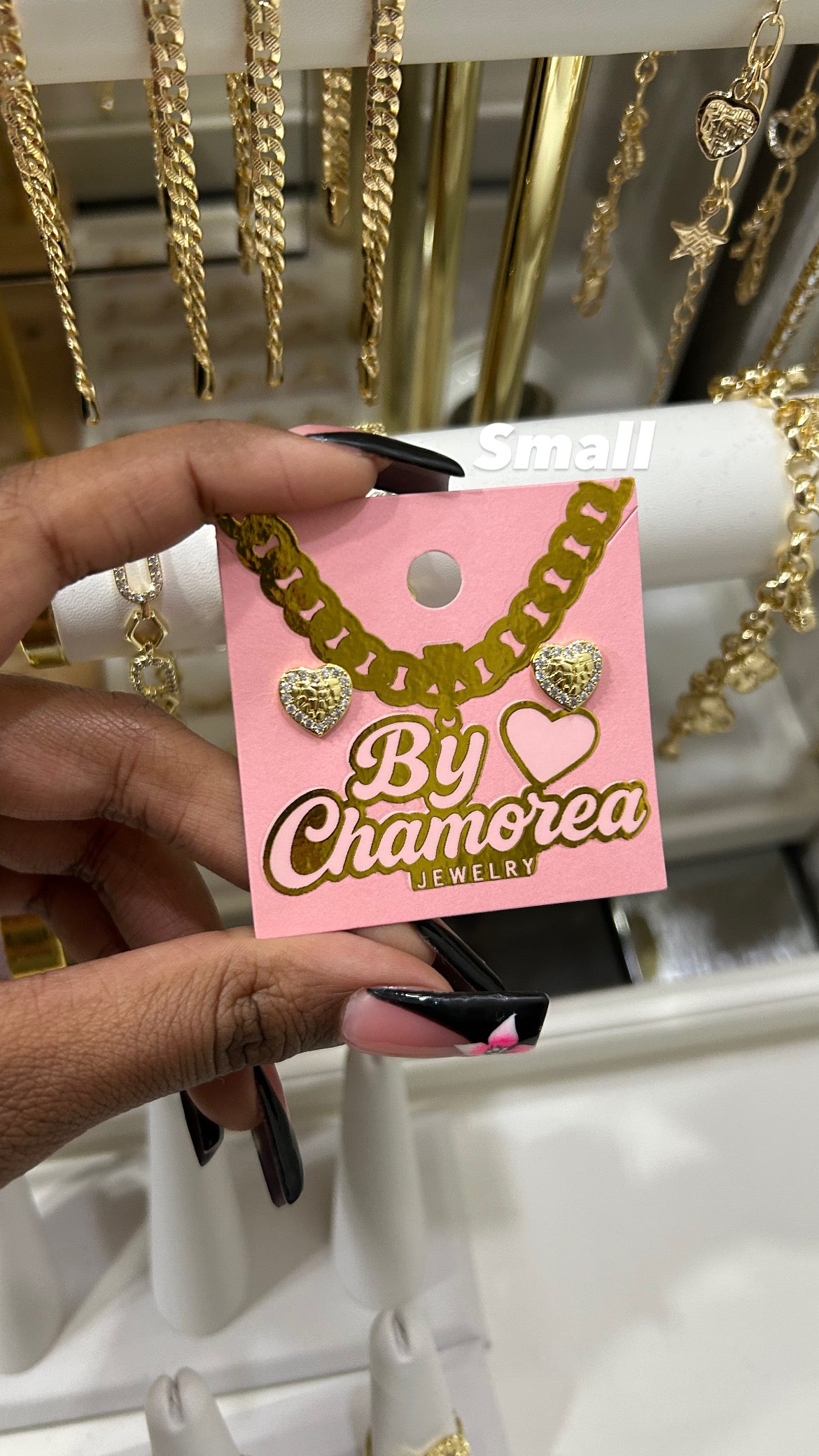 Heart CZ Stud Earrings