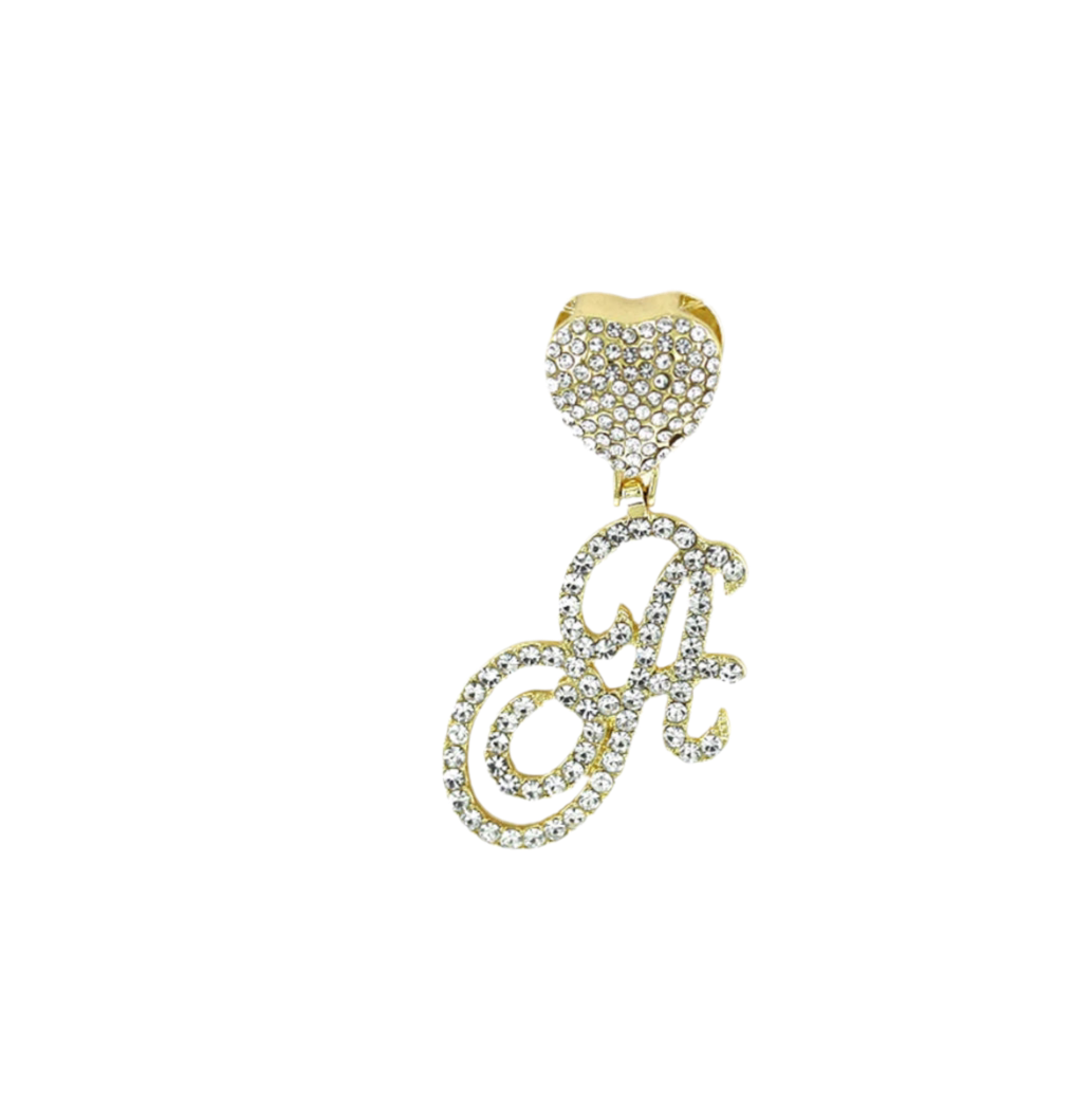 Gold Large Heart Initial Pendant