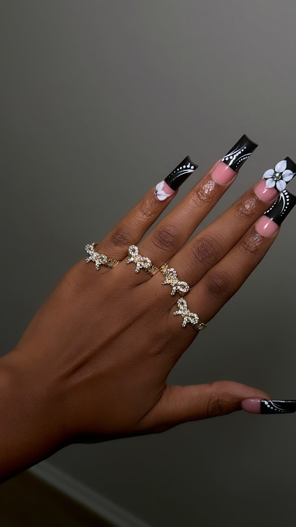 Dainty CZ Bow Ring On Rolex Band