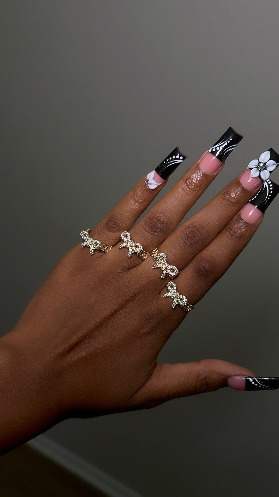Dainty CZ Bow Ring On Rolex Band