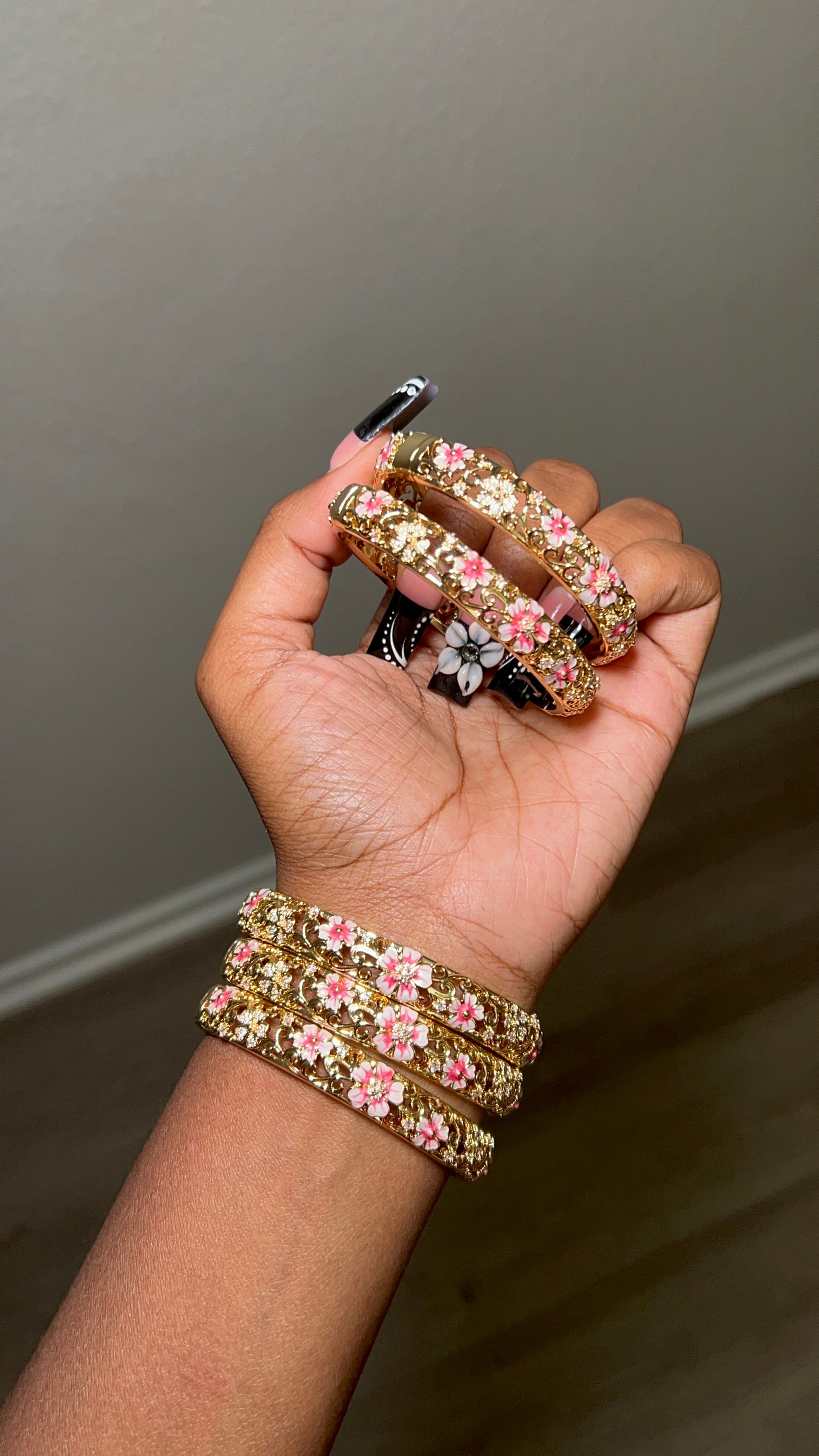 Golden Floral Bangles