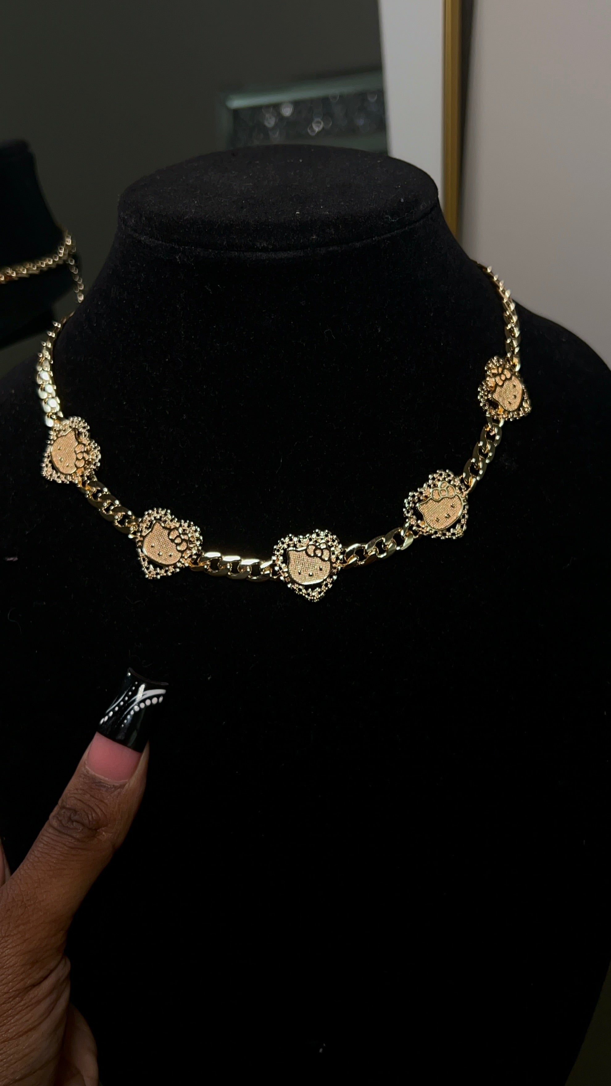Kitty Rolex Heart Cuban Necklace