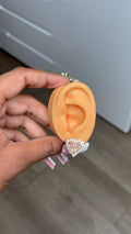 Pink Baguette Heart Studs