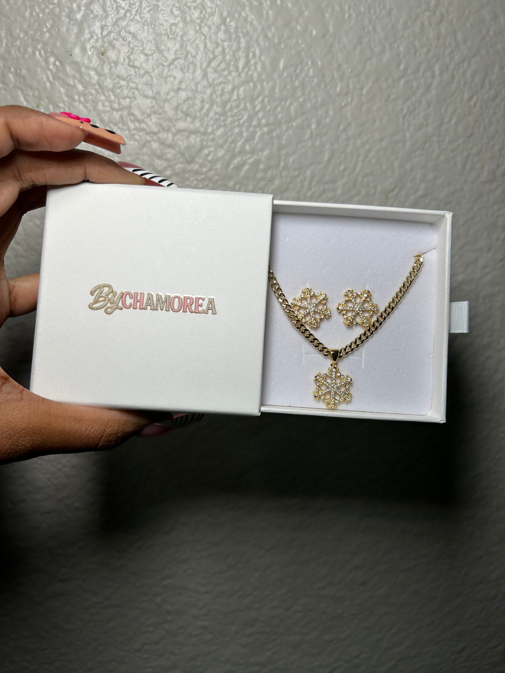 Gold CZ snowflake full set