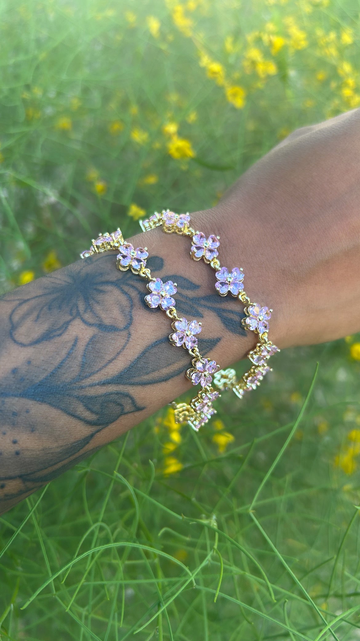 Pink Clover Flower Bracelet