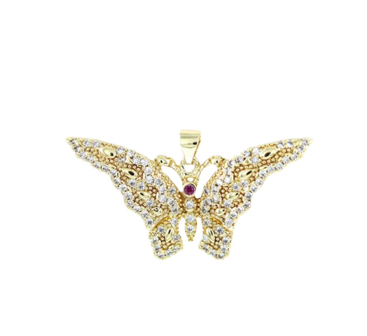 CZ Gold Butterfly Pendant
