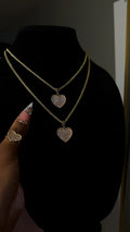 Pink Icy Rolex Heart Pendant & Chain