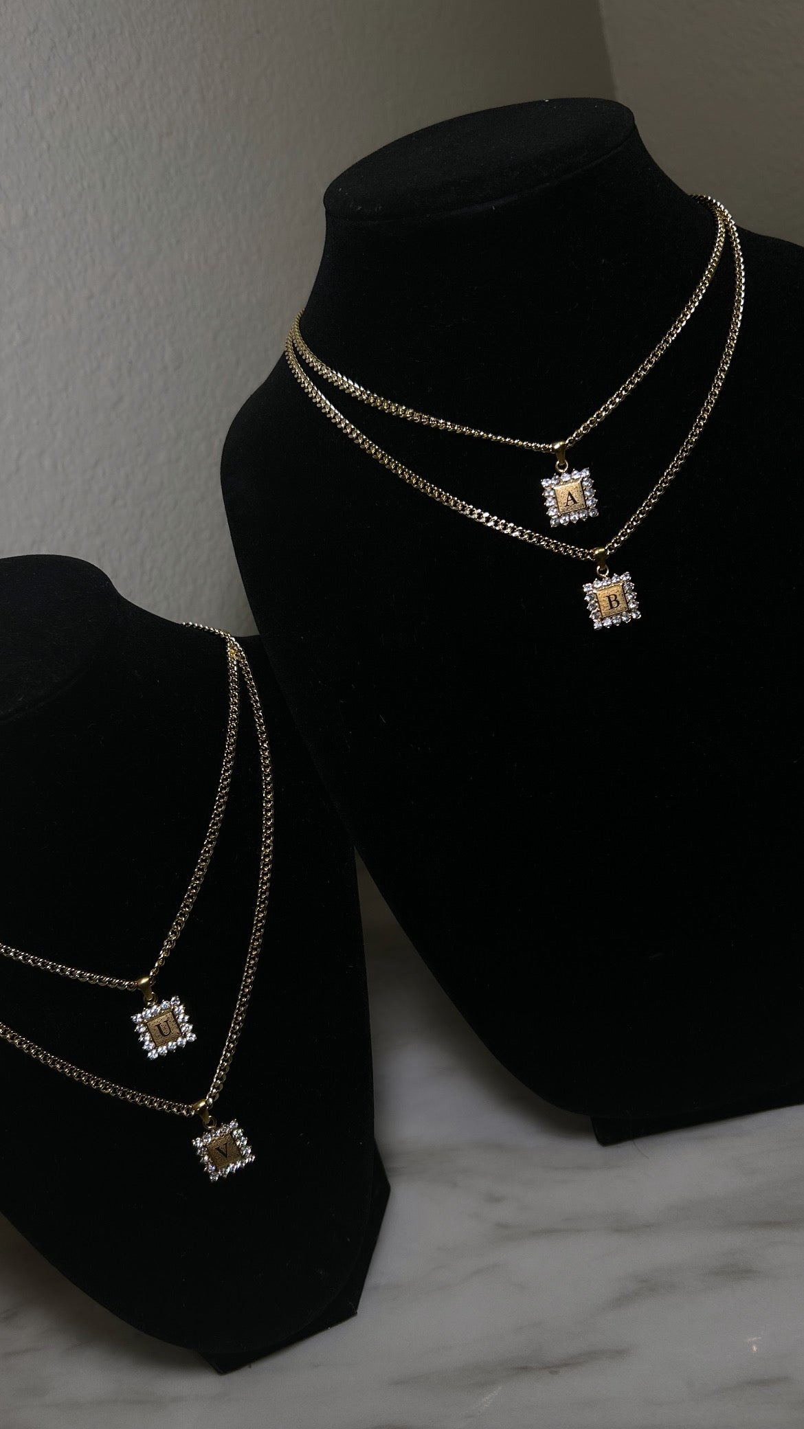 Gold Square Initial Chain & Pendant