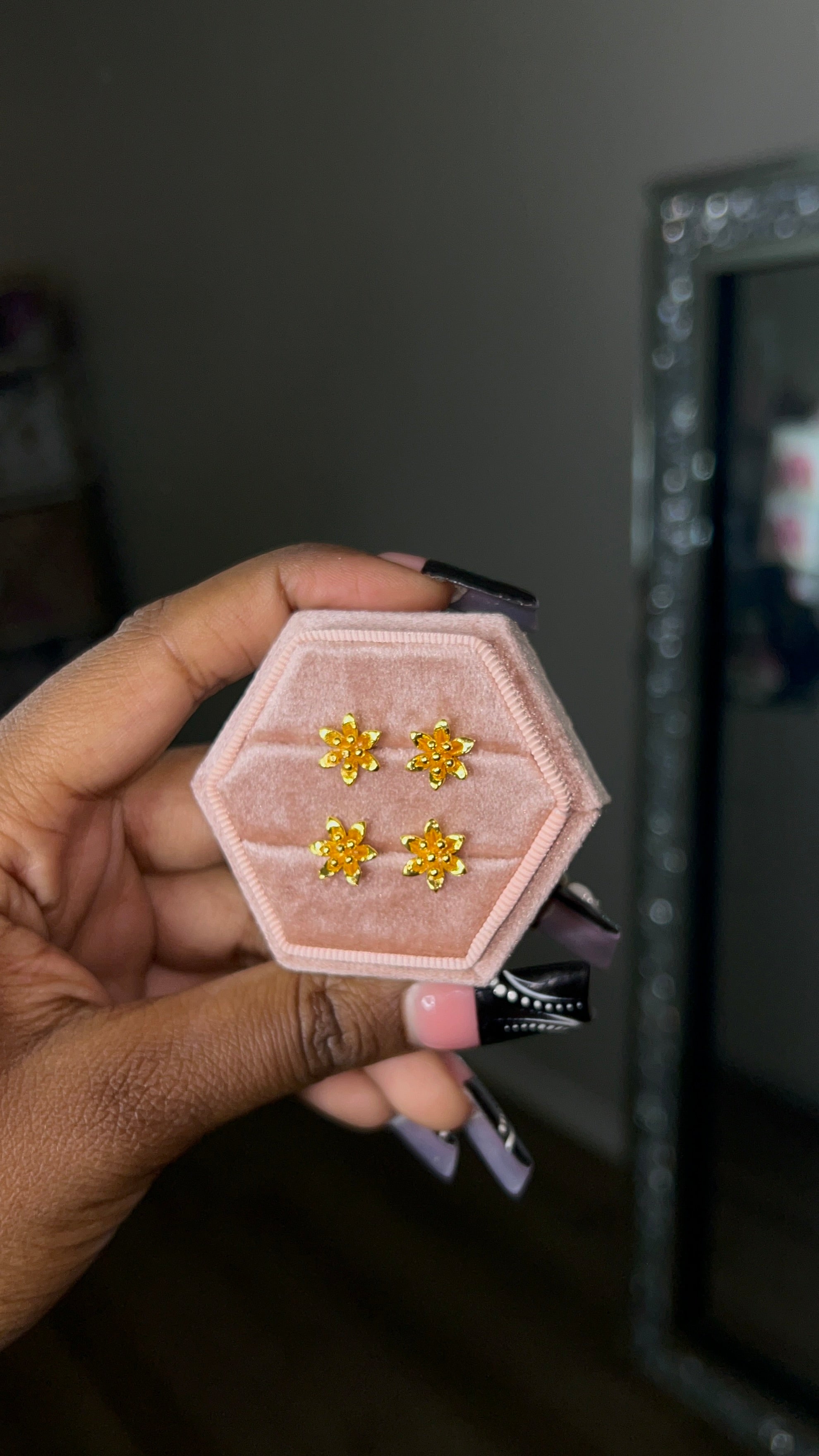 24K Gold Plated Flower Stud Earrings