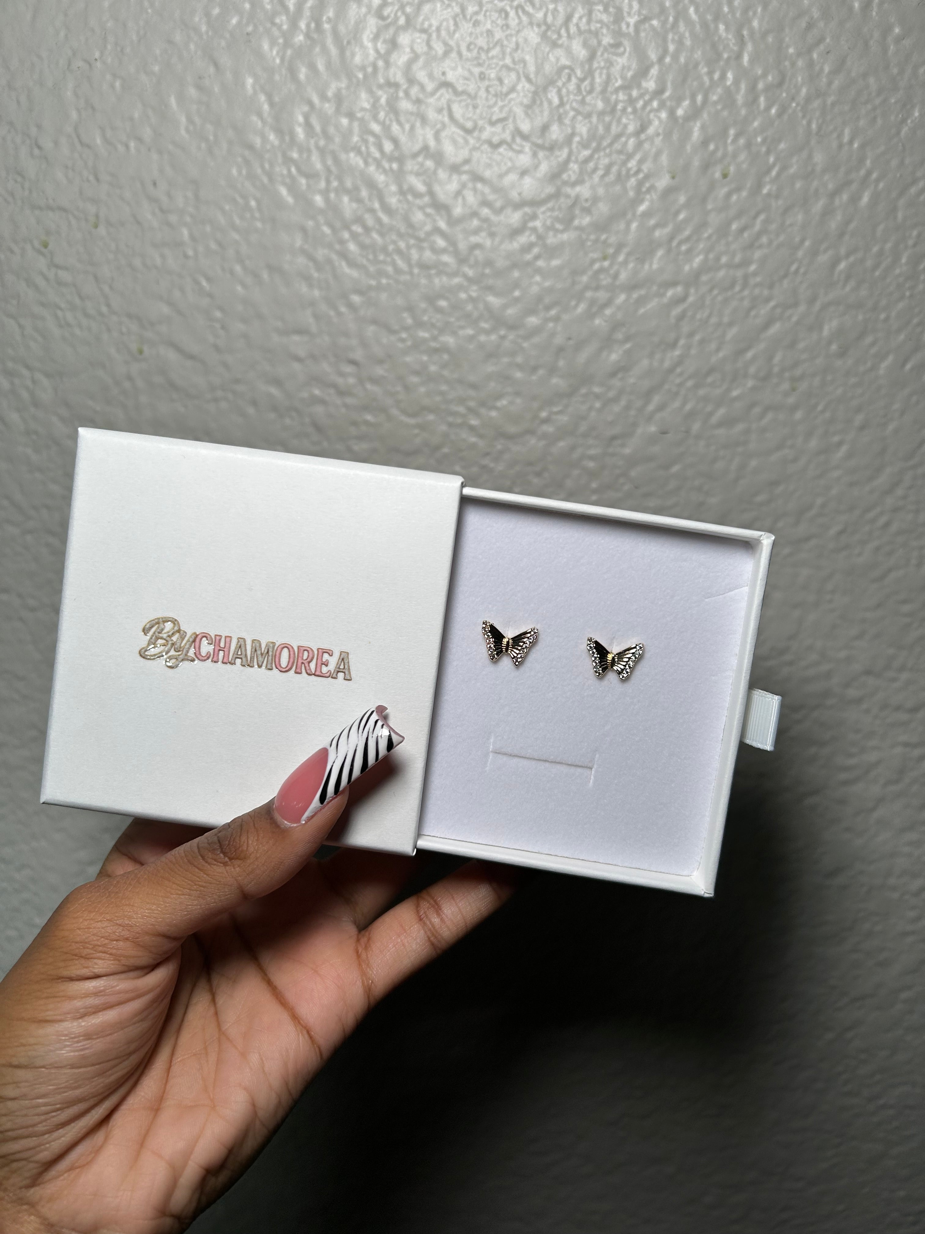 Butterfly gold stud earrings