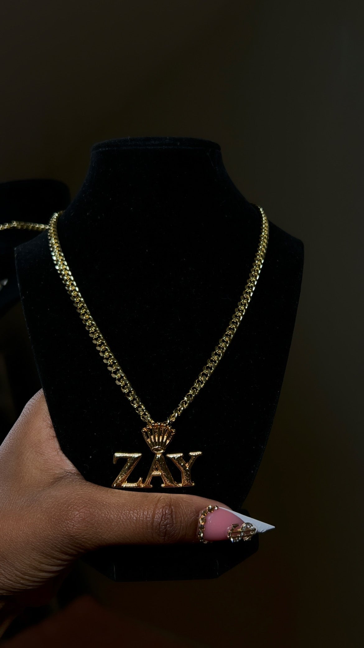 Custom Name Pendant With Rolex Crown On Bail