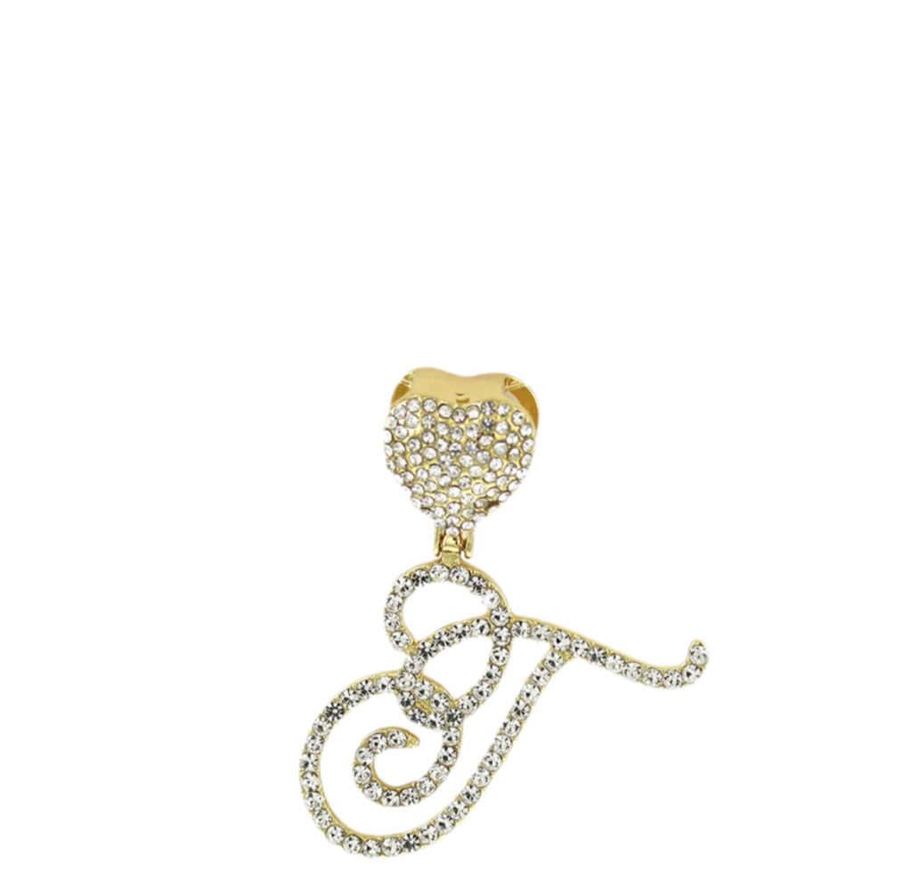 Gold Large Heart Initial Pendant