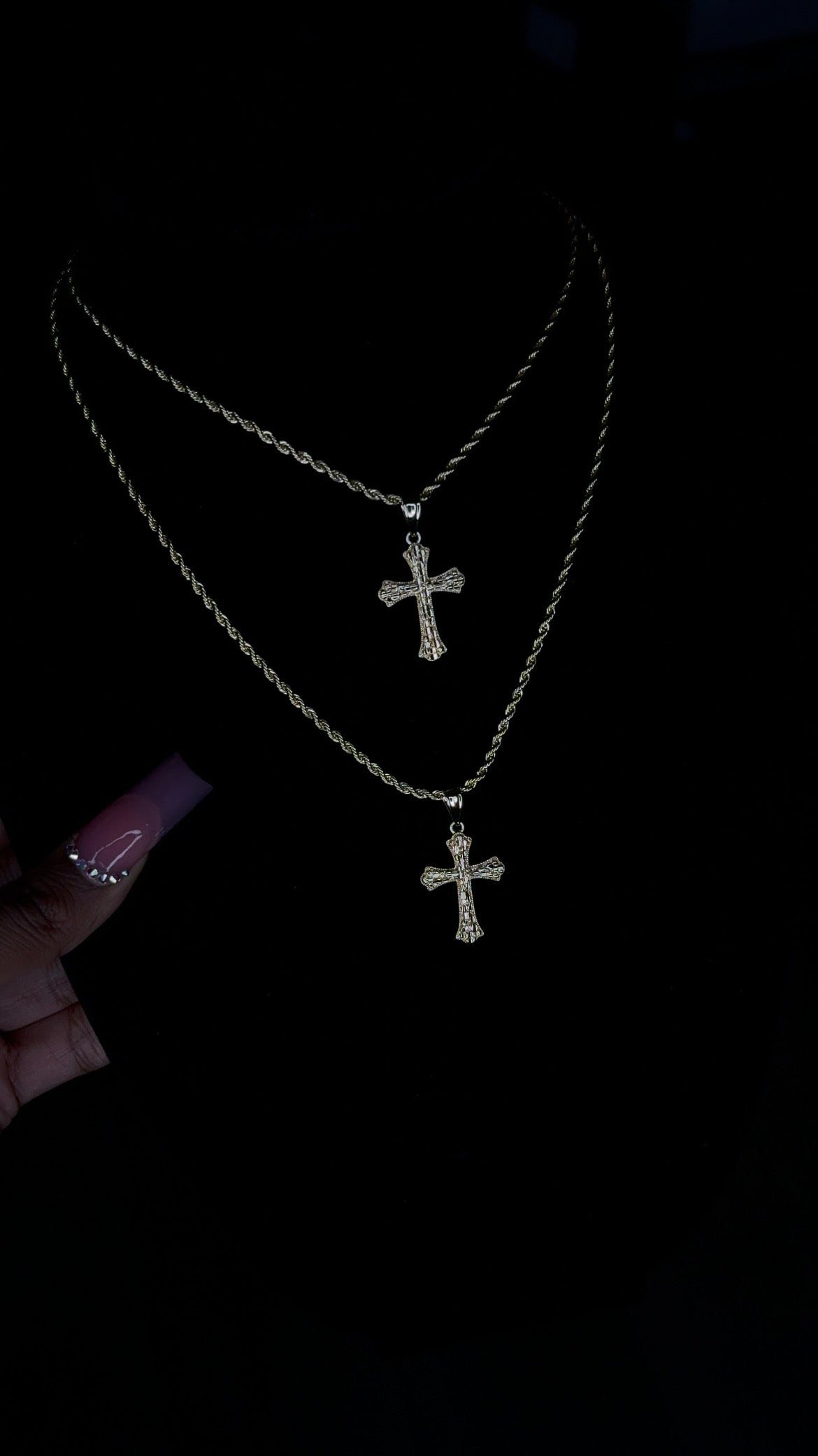 Thin Cross Nugget Pendant & Chain