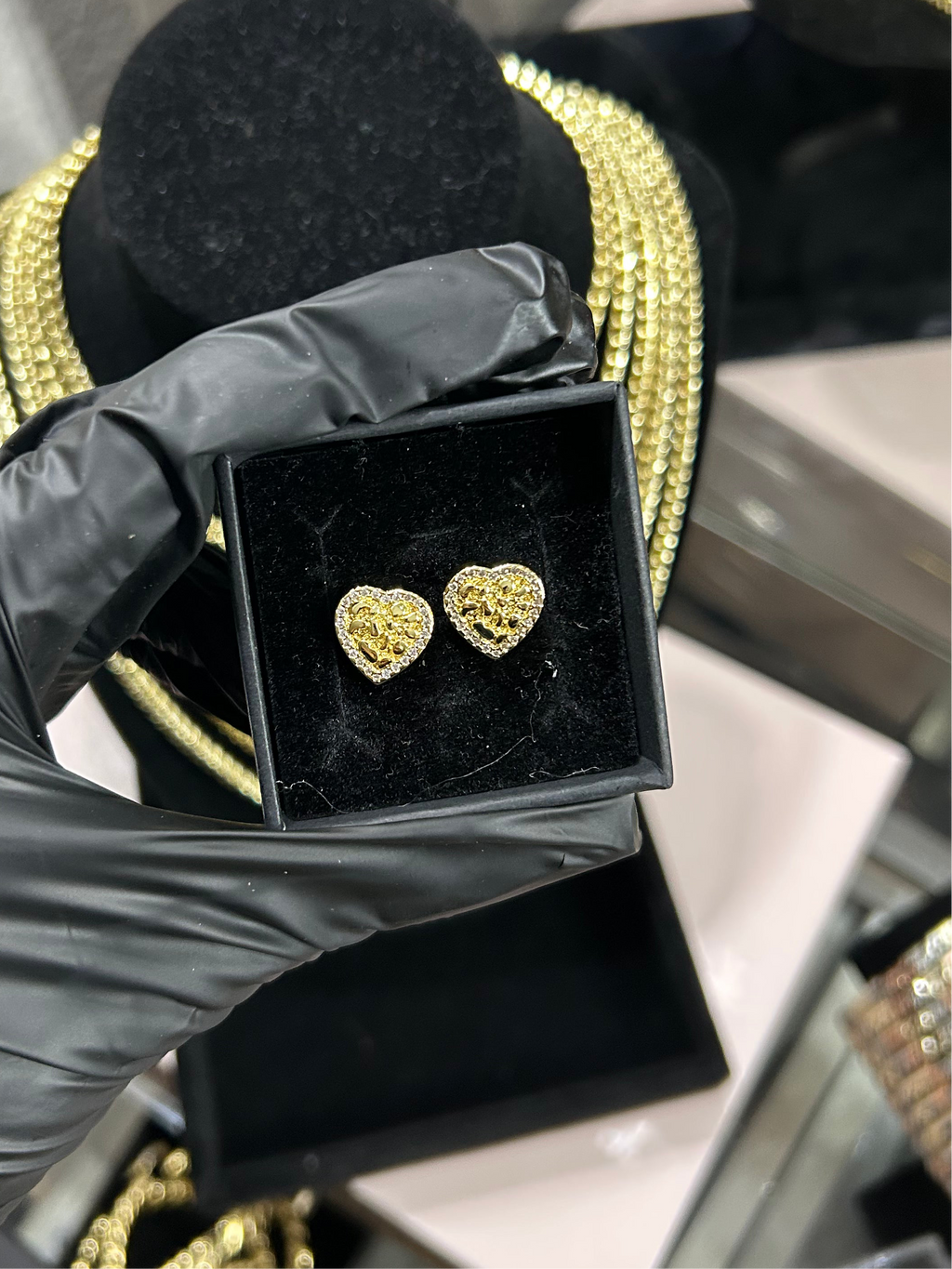 Heart Nugget CZ Earrings