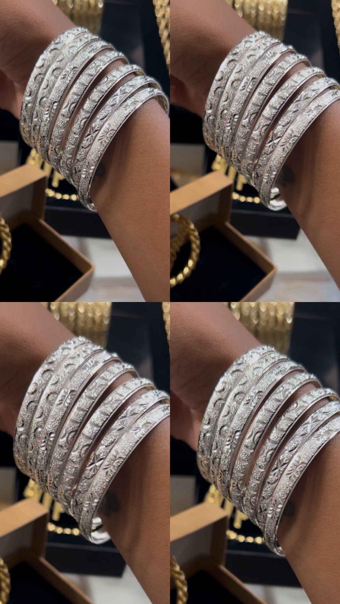 18K Gold Bangles Mixed Designs