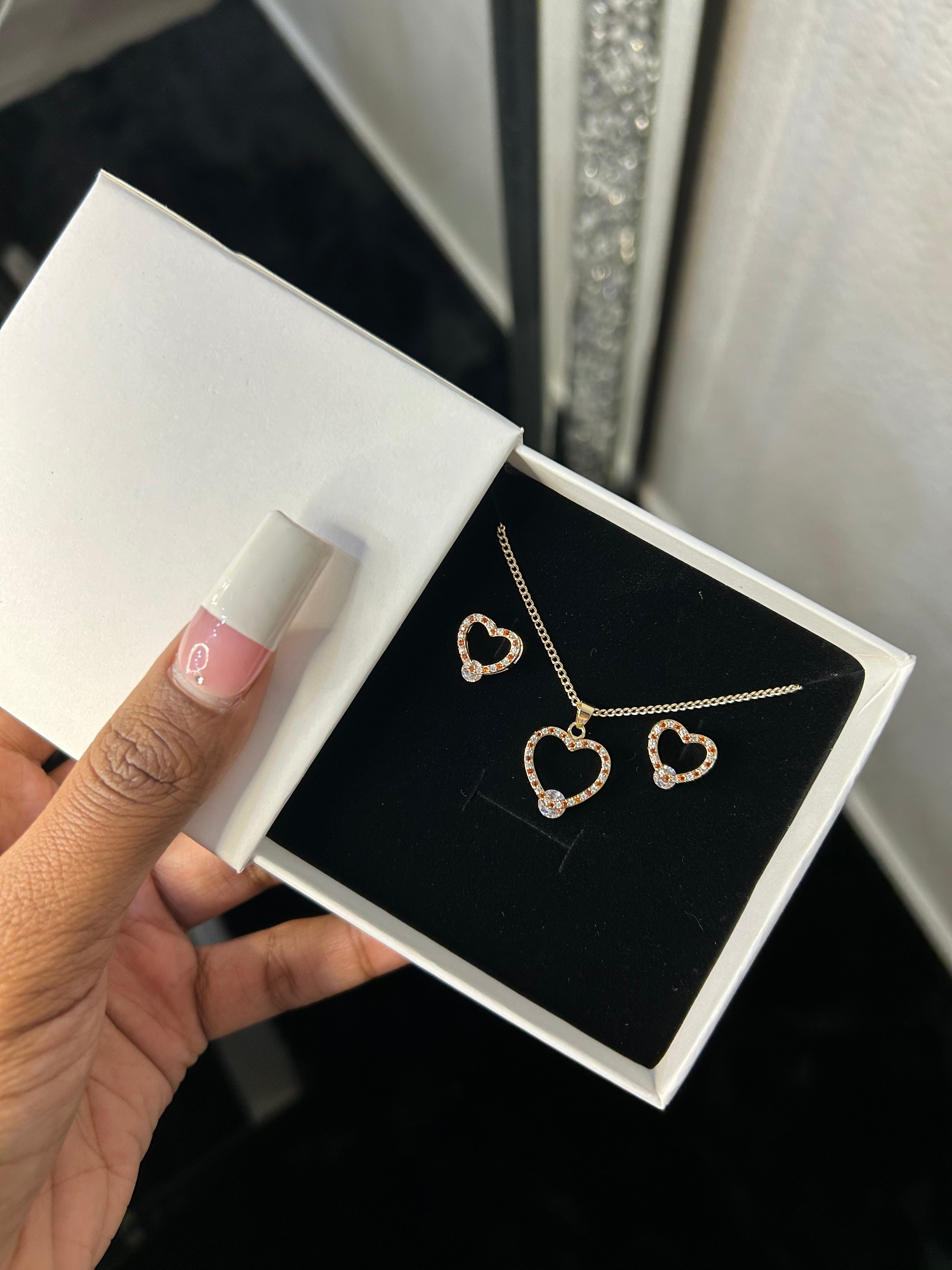 Heart Necklace & Earrings