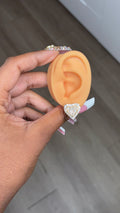 White Baguette Heart Studs