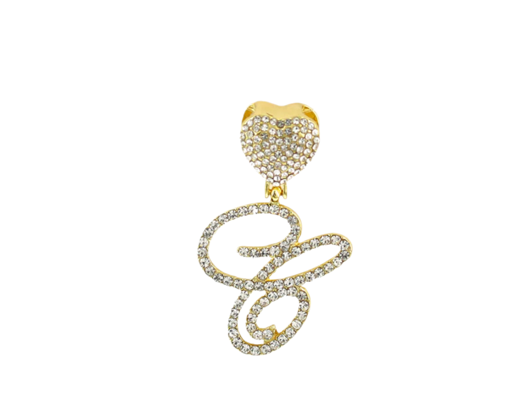 Gold Large Heart Initial Pendant