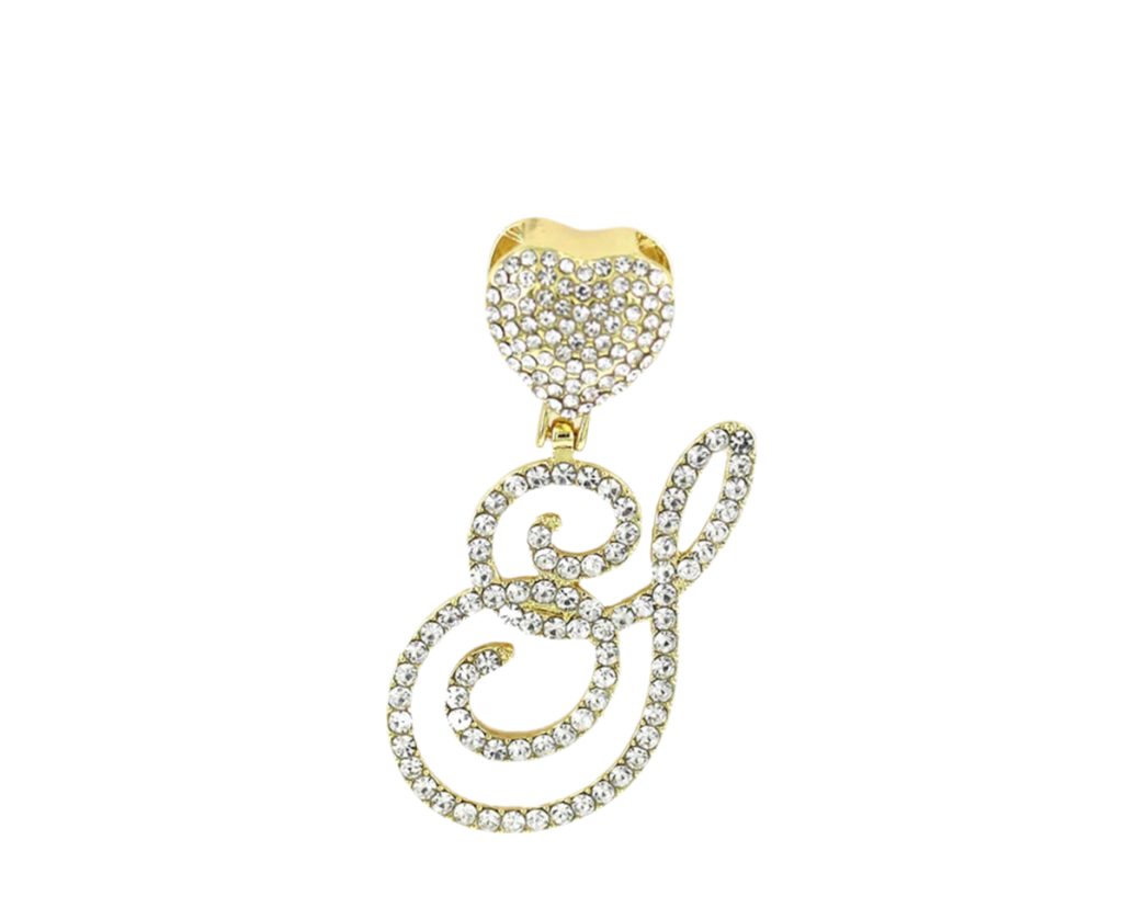 Gold Large Heart Initial Pendant