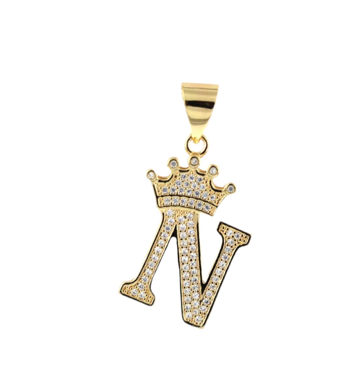 Gold Crown Initial Pendant