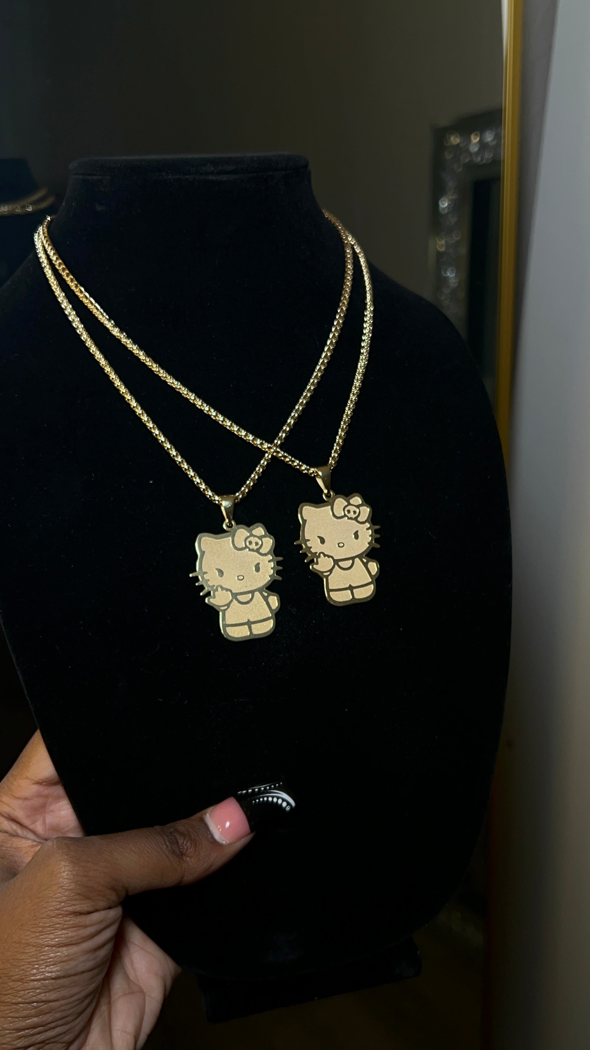 Large Middle Finger Cat Pendant & Chain