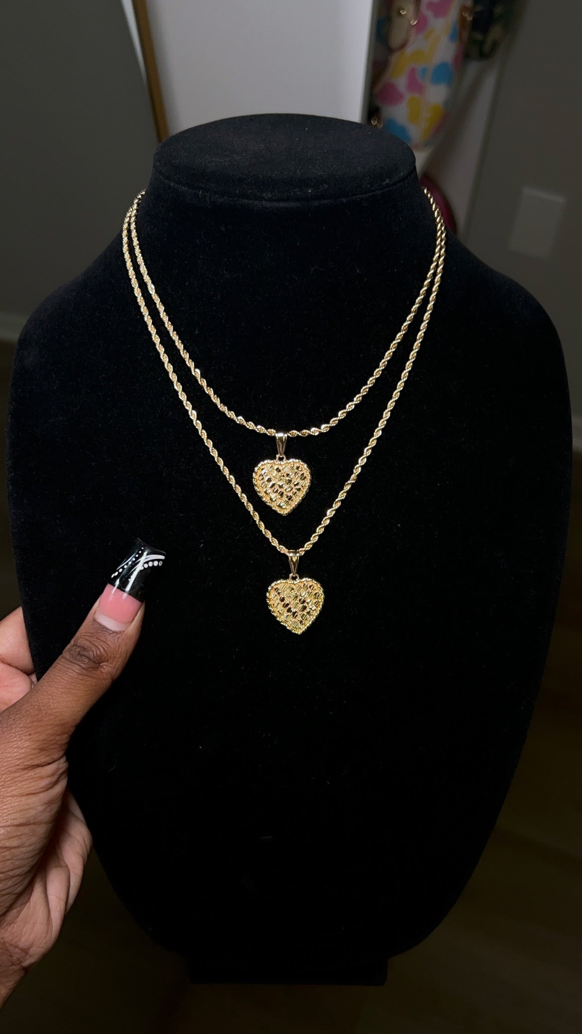 Flatback Nugget Heart Pendant & Chain