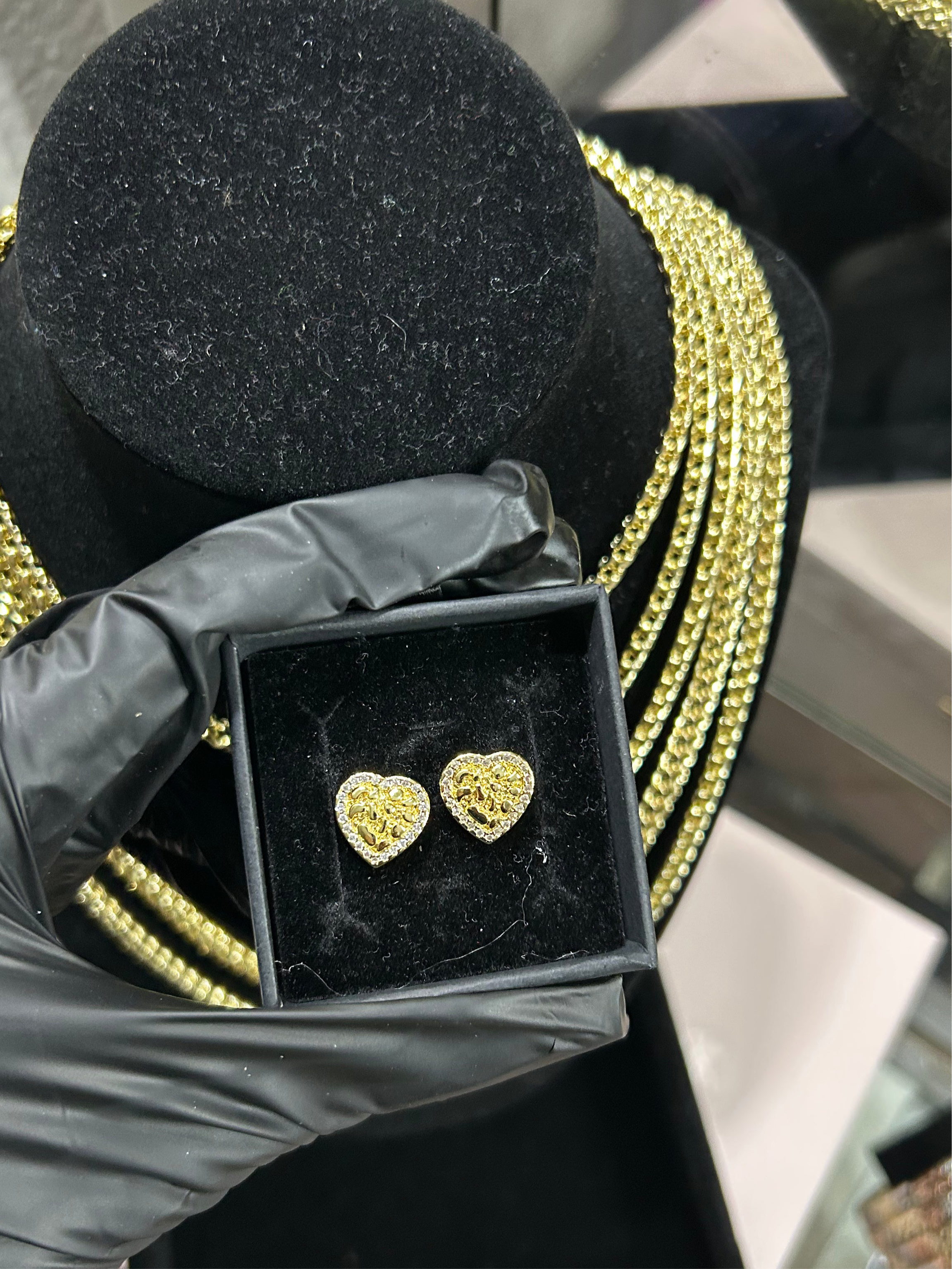 Heart Nugget CZ Earrings