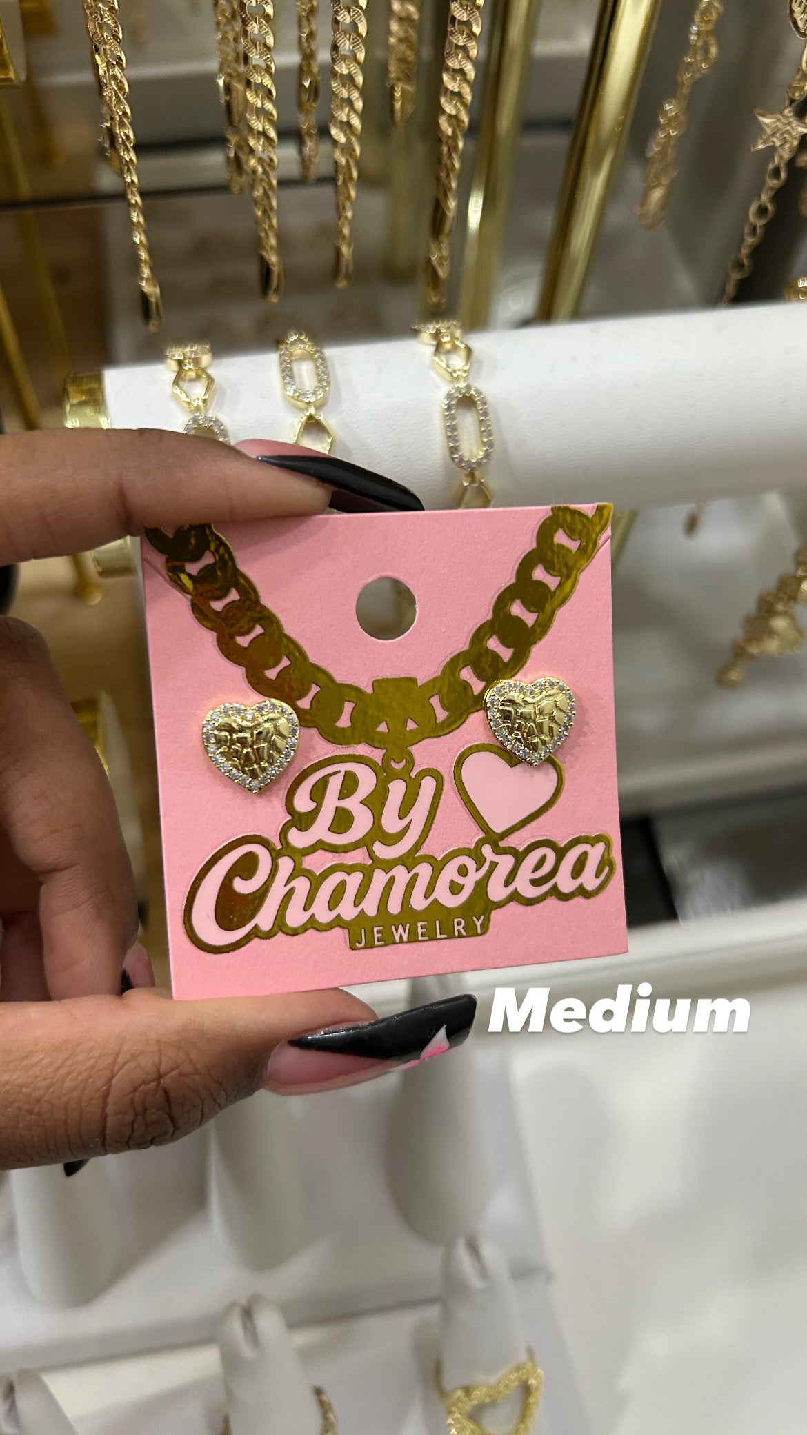 Heart CZ Stud Earrings