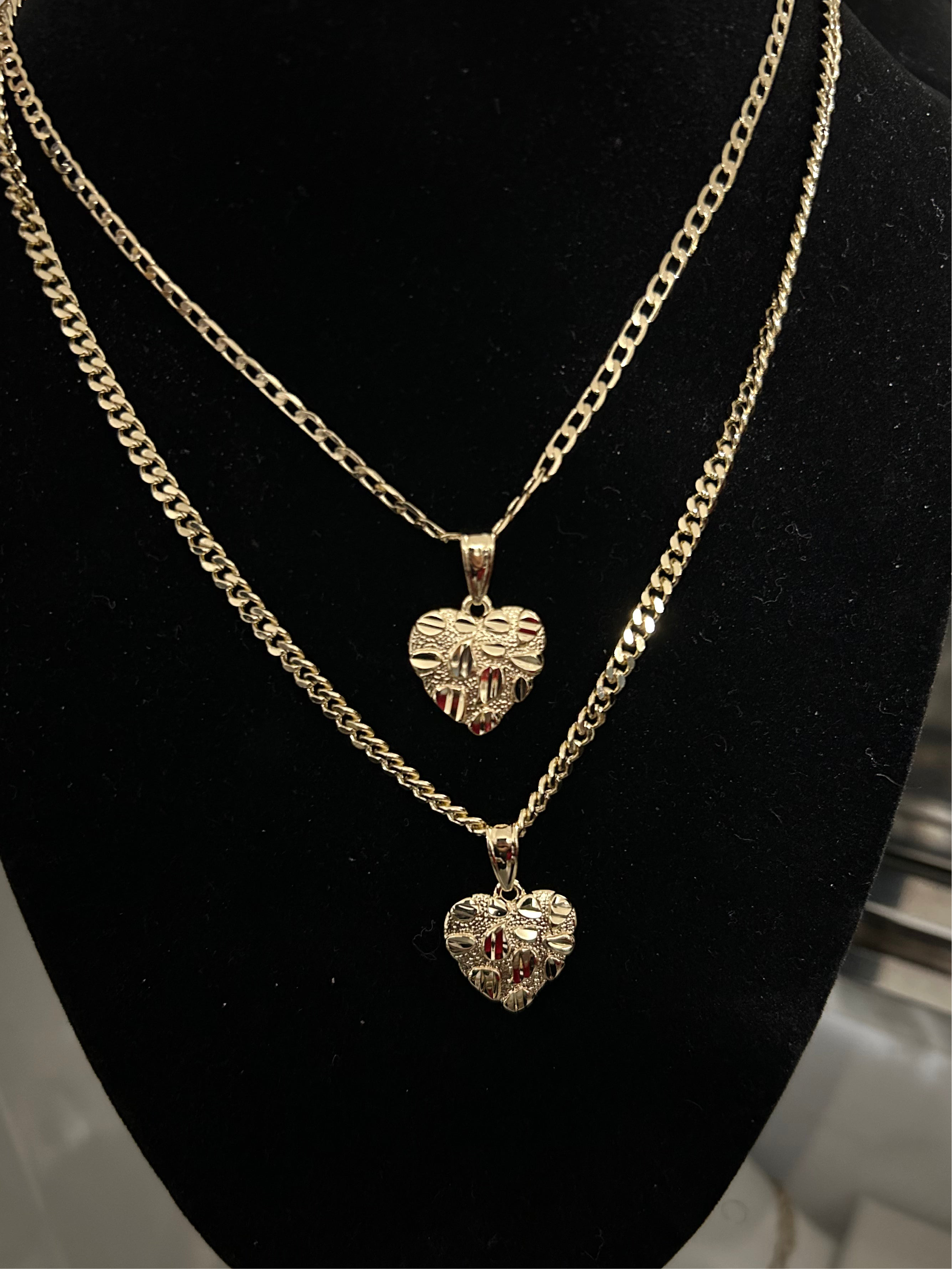 Heart Nugget Pendant with 3mm Cuban chain