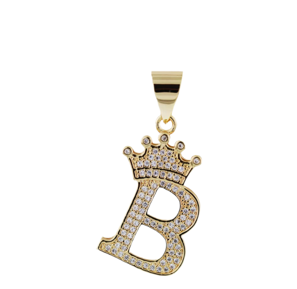 Gold Crown Initial Pendant