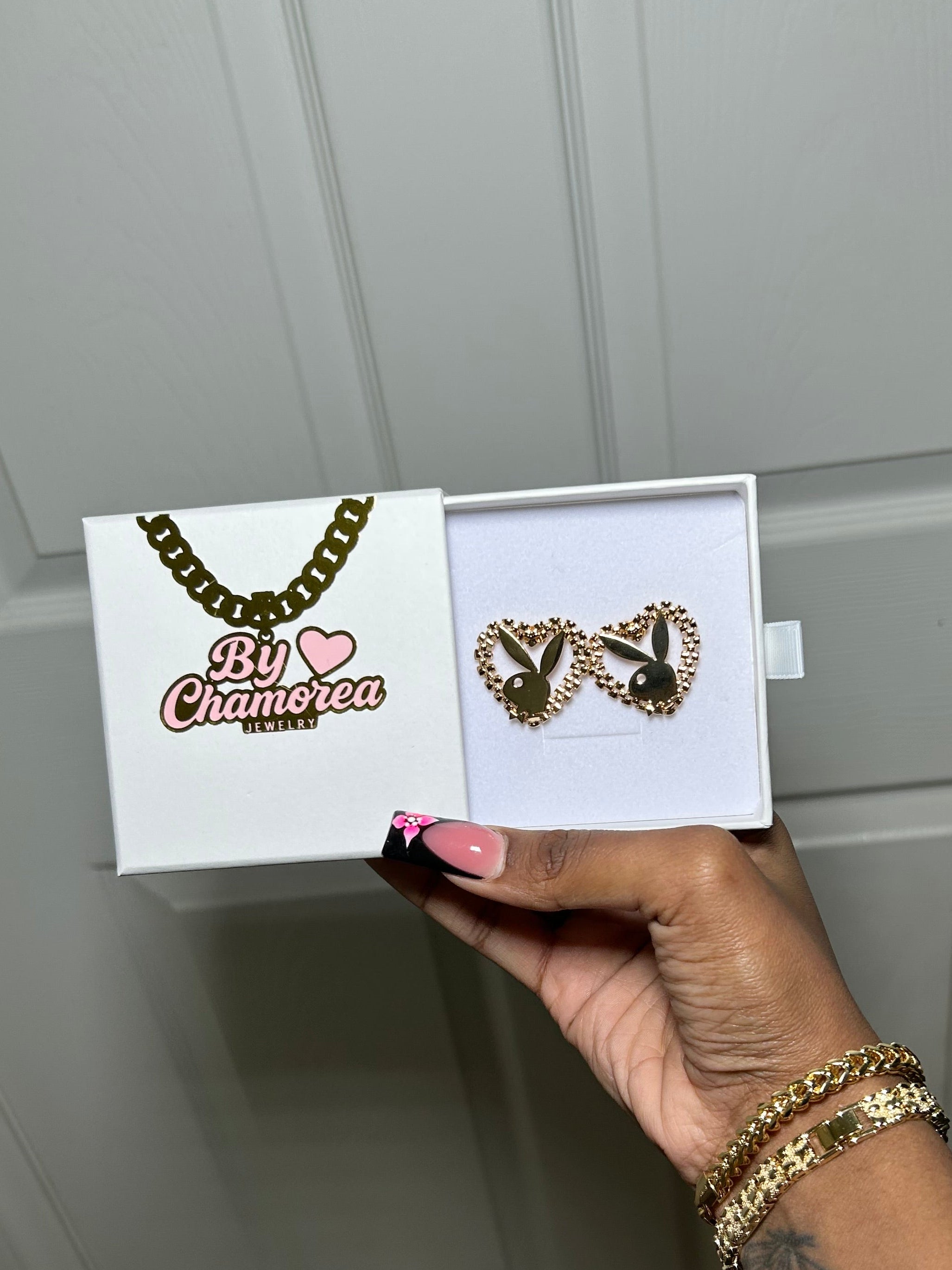 PB Rolex Heart Stud Earrings