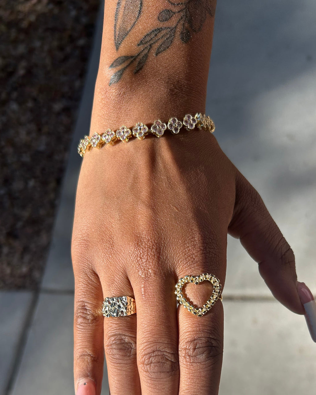 Gold & Pink Clover Bracelet