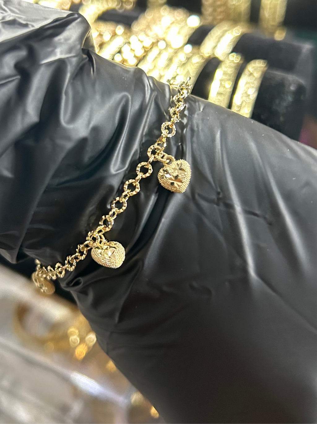 Diamond Cut Heart Charm Bracelet